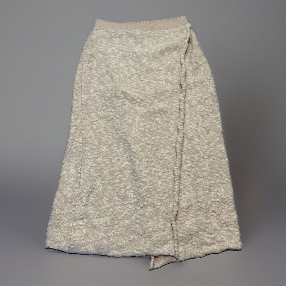 FP Beach Beige Solid Knit Maxi Long Skirt XS Regular Slit Pull-On